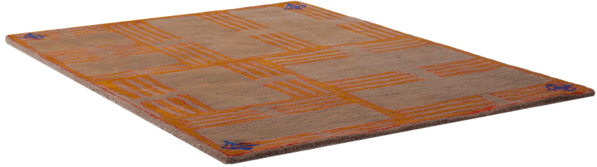 Maki Rugs Brown & Orange Circuit Rug In Grey/brown