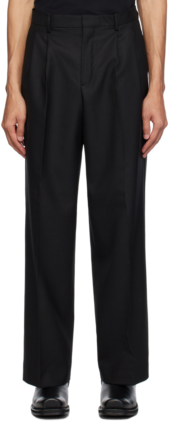 Black Wide Pleated Trousers