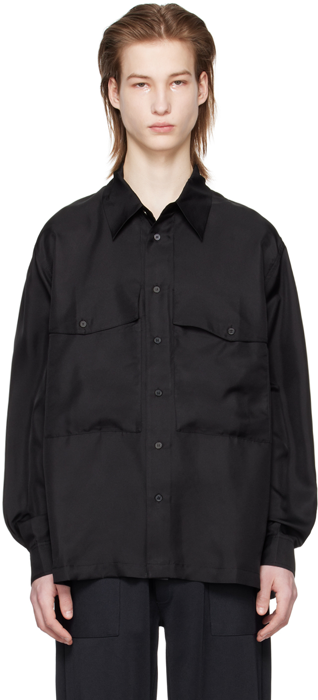 Black Flap Pocket Full Sleeve Shirt