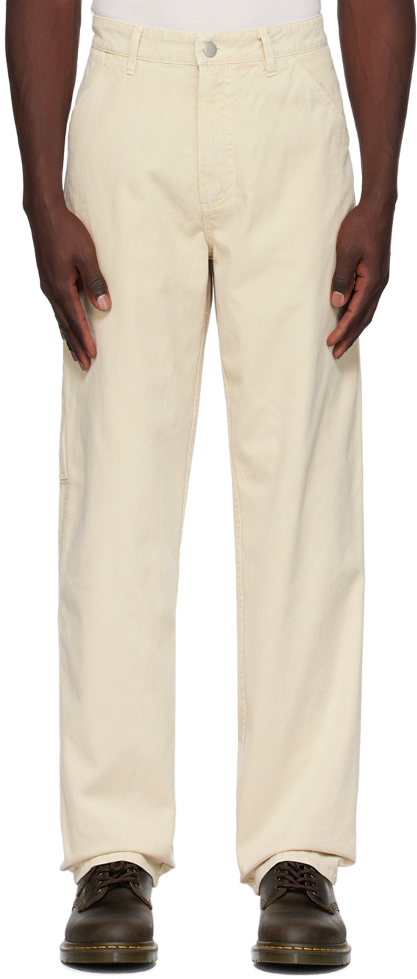 Awake Ny Beige Embroidered Trousers In Ivory