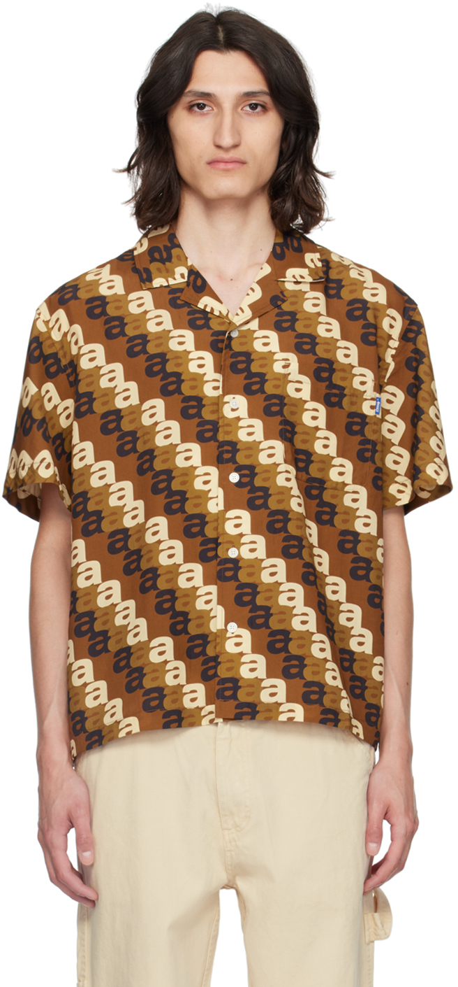 Shop Awake Ny Brown Printed Shirt In Brown Multi