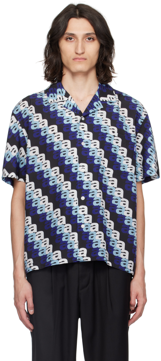 Shop Awake Ny Navy Printed Shirt In Blue Multi