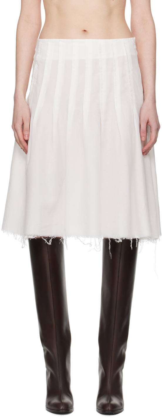 White Pleat Around Midi Skirt