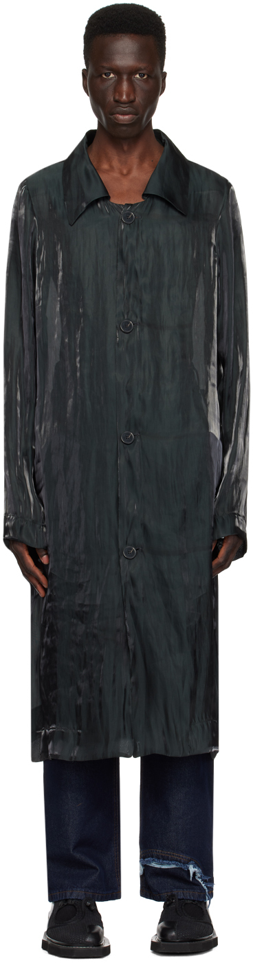 Shop Edward Cuming Black Semi-sheer Coat