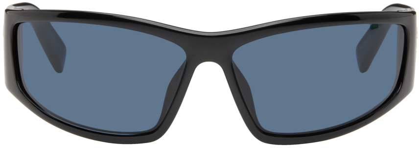 Stella Mccartney Black Runway Sunglasses In Shiny Black / Blue