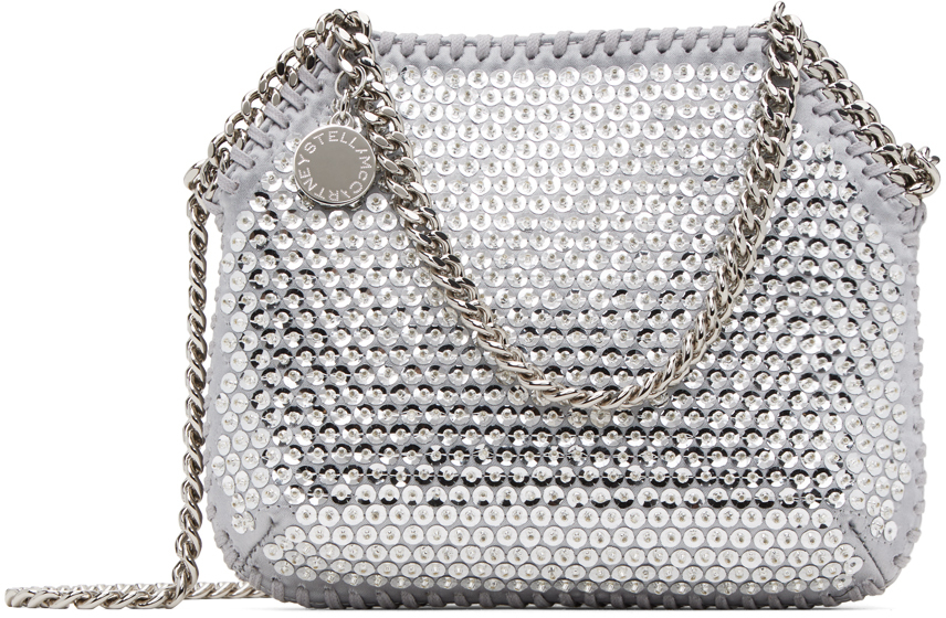 Stella Mccartney Silver Falabella Crystal Mesh Mini Bag In 8101 Silver