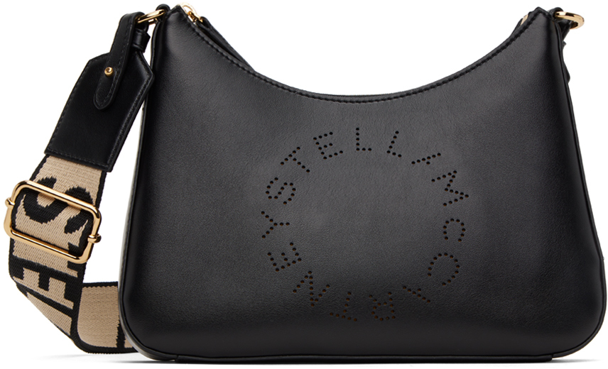 Stella Mccartney Black Small Logo Shoulder Bag In 1000 Black