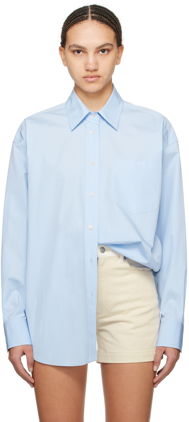 Shop Stella Mccartney Blue Patch Pocket Shirt In 4008 Sky