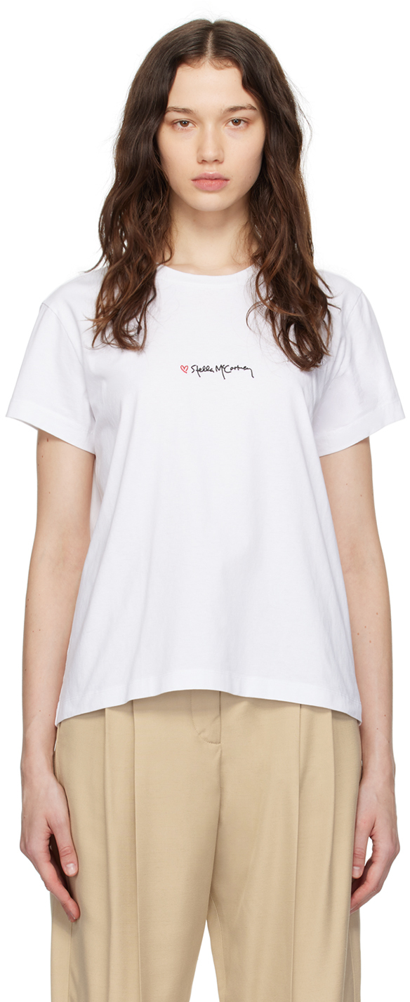 Shop Stella Mccartney White Iconics Love T-shirt In 9000 Pure White