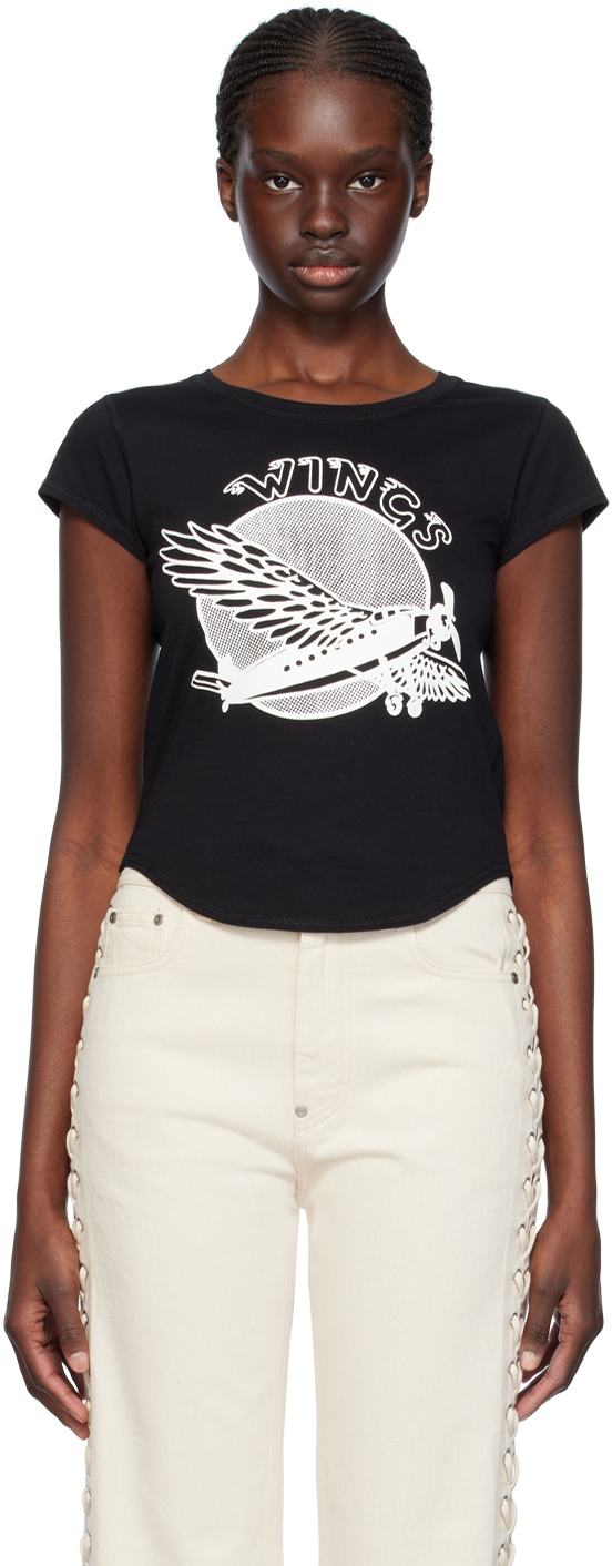 Shop Stella Mccartney Black 'wings' T-shirt In 1000 Black
