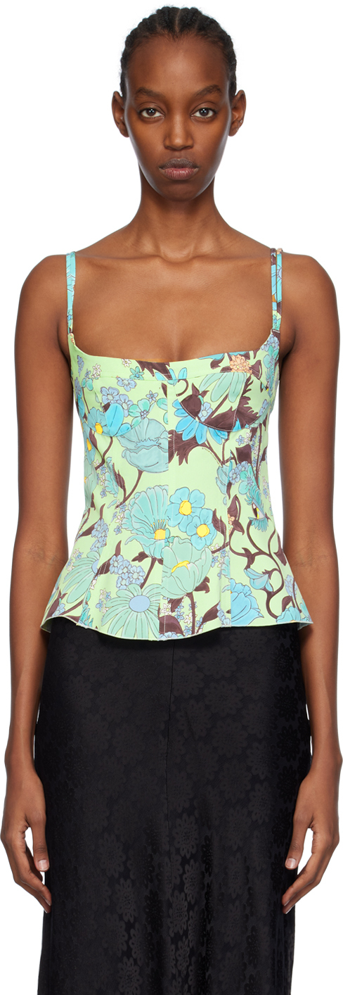 Stella Mccartney Green Printed Camisole In 3945 Multicolor Mint