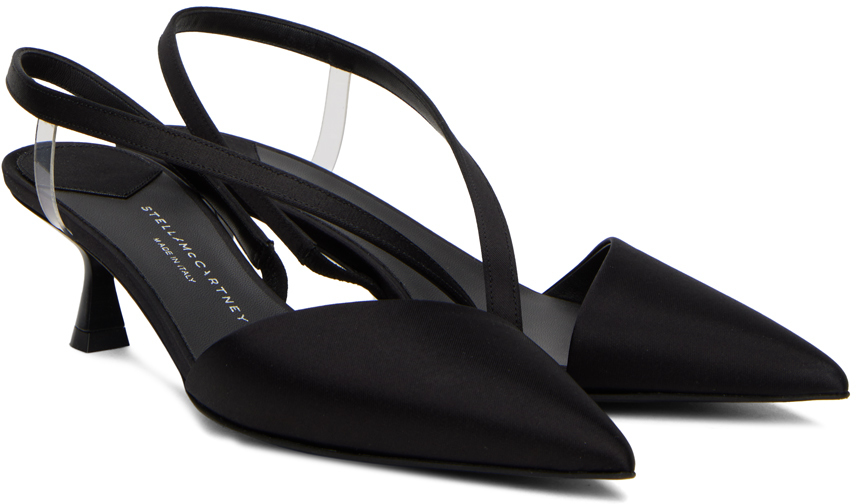 Stella Mccartney Stella Iconic D'orsay Slingback Pumps In 1064 Black/crystal