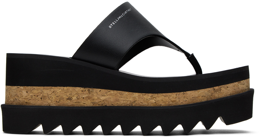 Stella Mccartney Black Sneak-elyse Platform Thong Sandals In 1000 Black