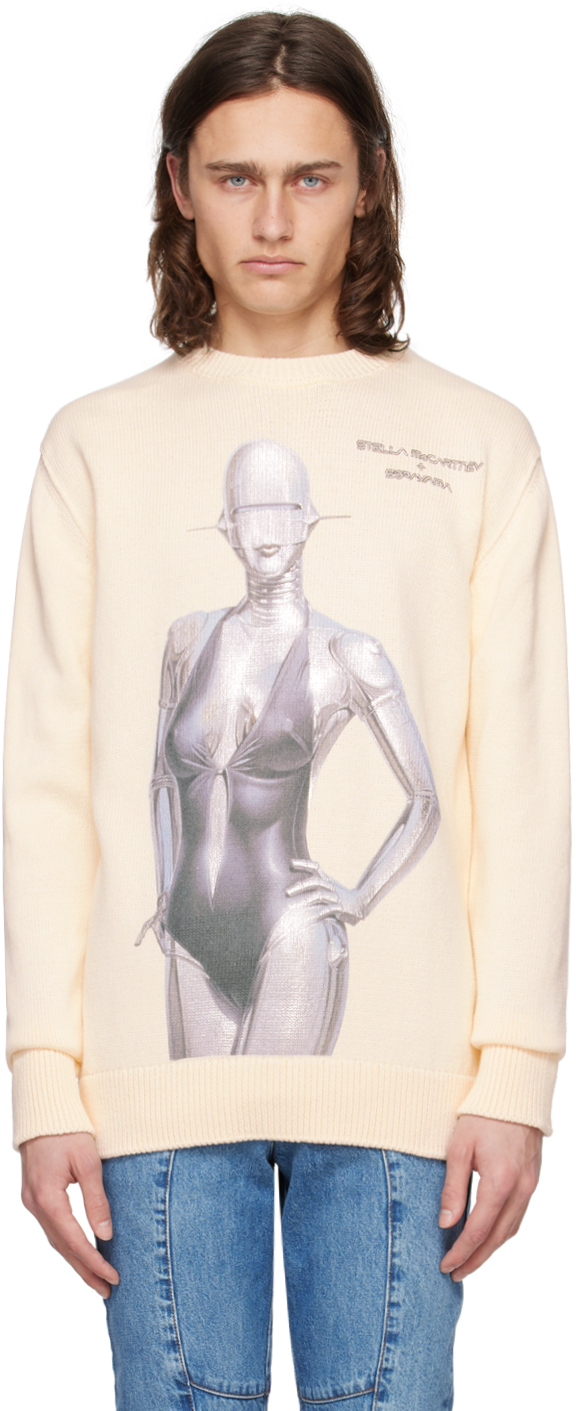 Shop Stella Mccartney Off-white Embroidered Sweater In 9500 Natural