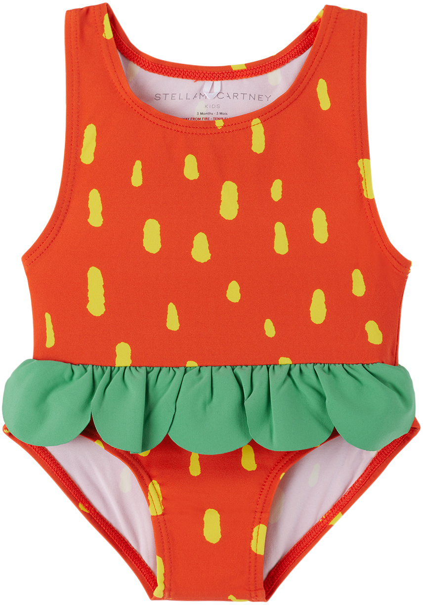 Shop Stella Mccartney Baby Red Strawberry Swimsuit In 421gl Red