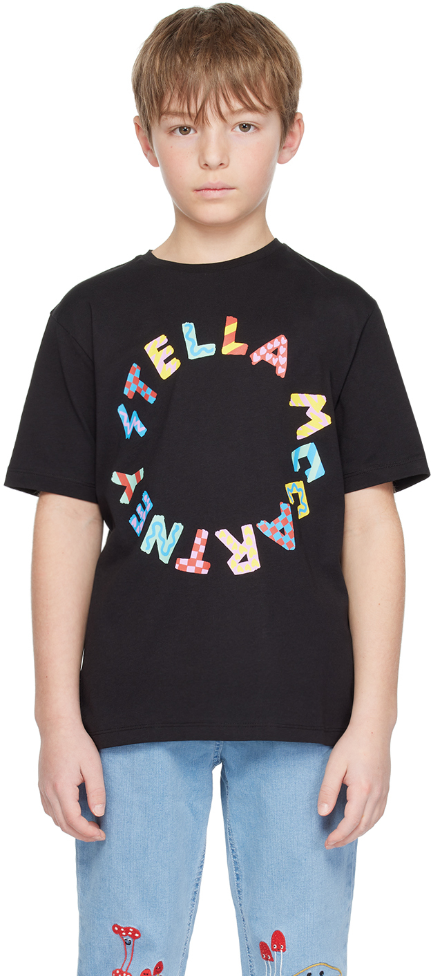 Shop Stella Mccartney Kids Black Medallion T-shirt In 930 Black