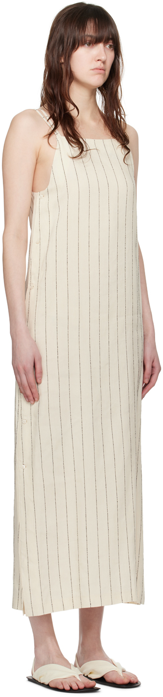 LOULOU STUDIO BEIGE & BLACK ETTA MIDI DRESS 