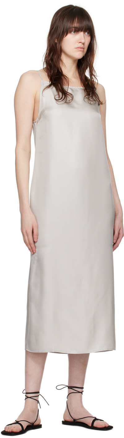 Shop Loulou Studio Gray Sulum Midi Dress In Silver Grey