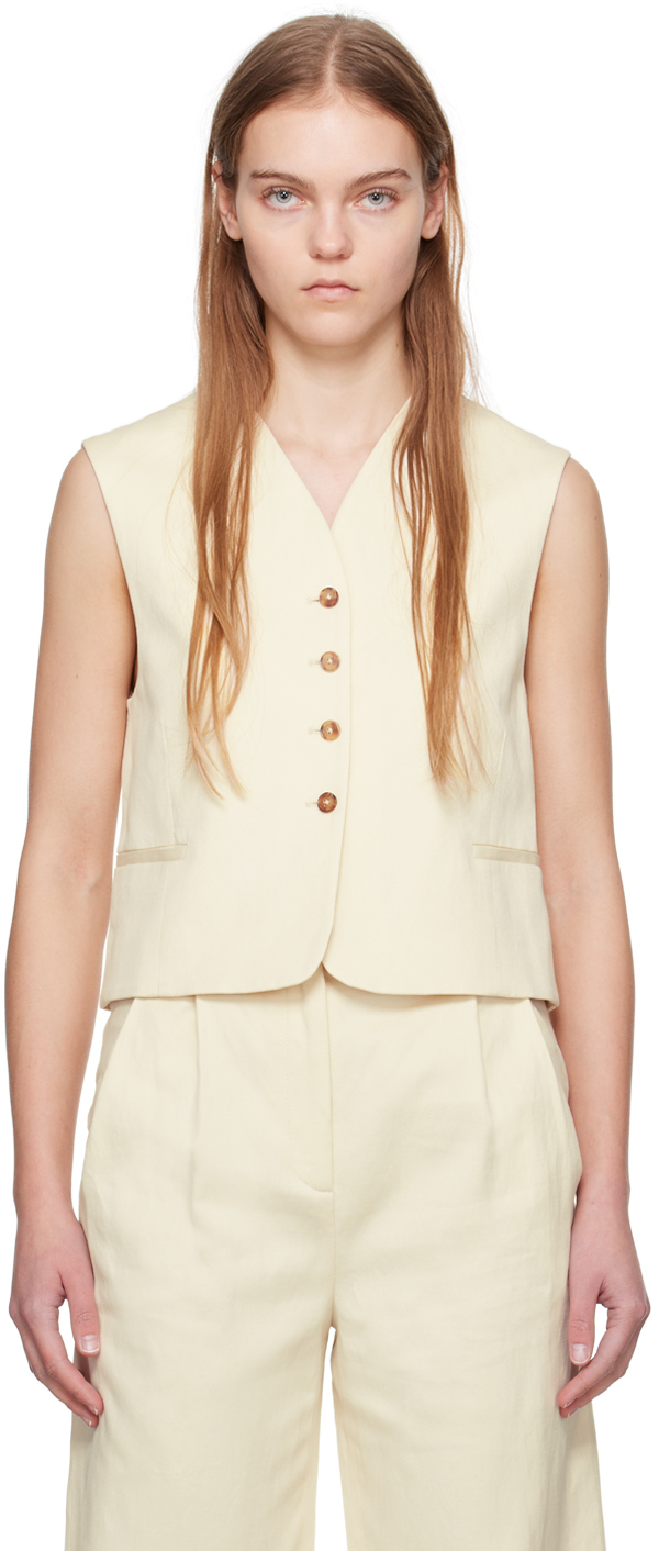Shop Loulou Studio Off-white Iba Vest In Frost Ivory