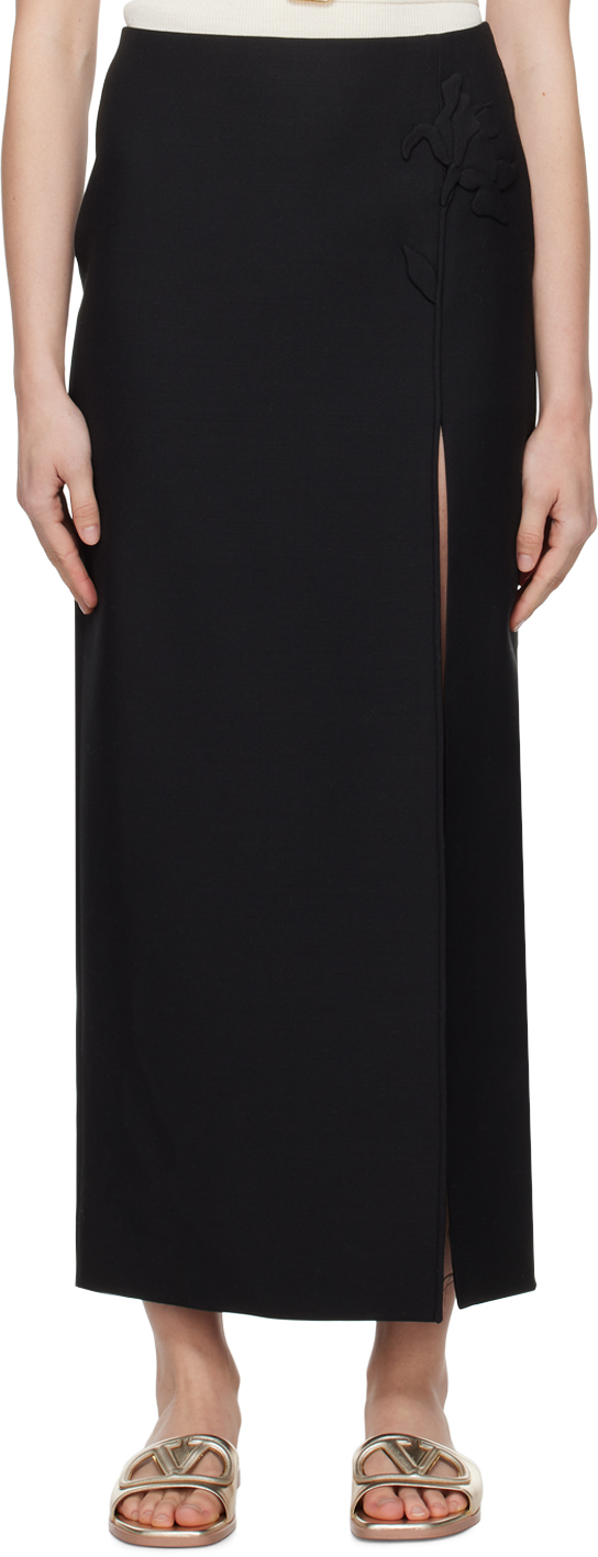 Black Floral Maxi Skirt by Valentino on Sale
