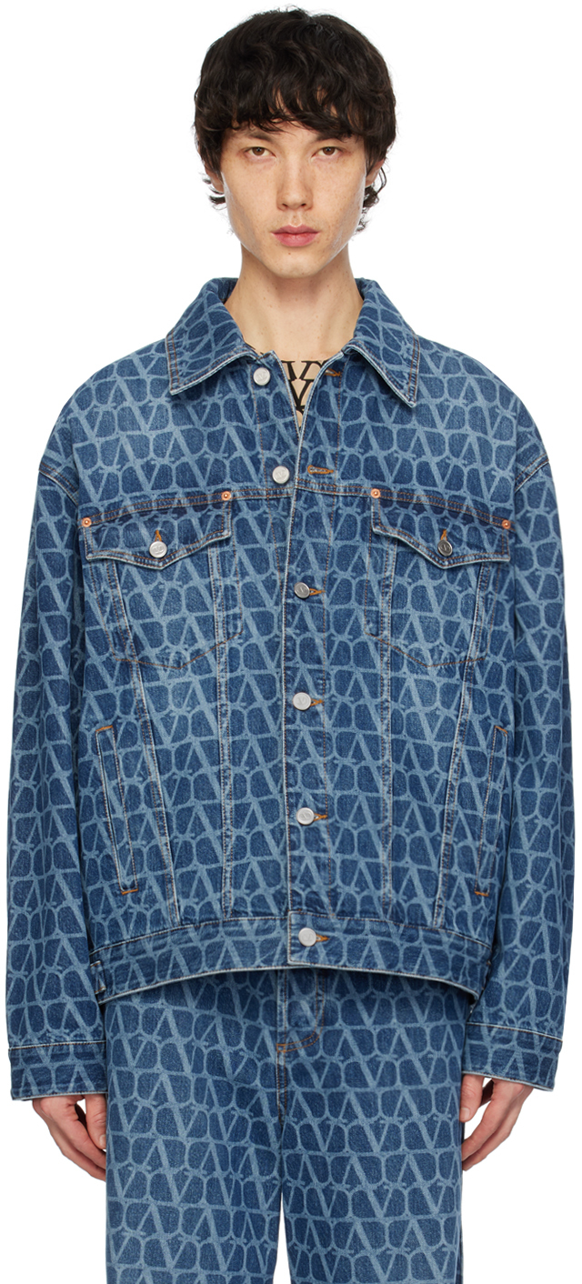 Blue Toile Iconographe Denim Jacket by Valentino on Sale