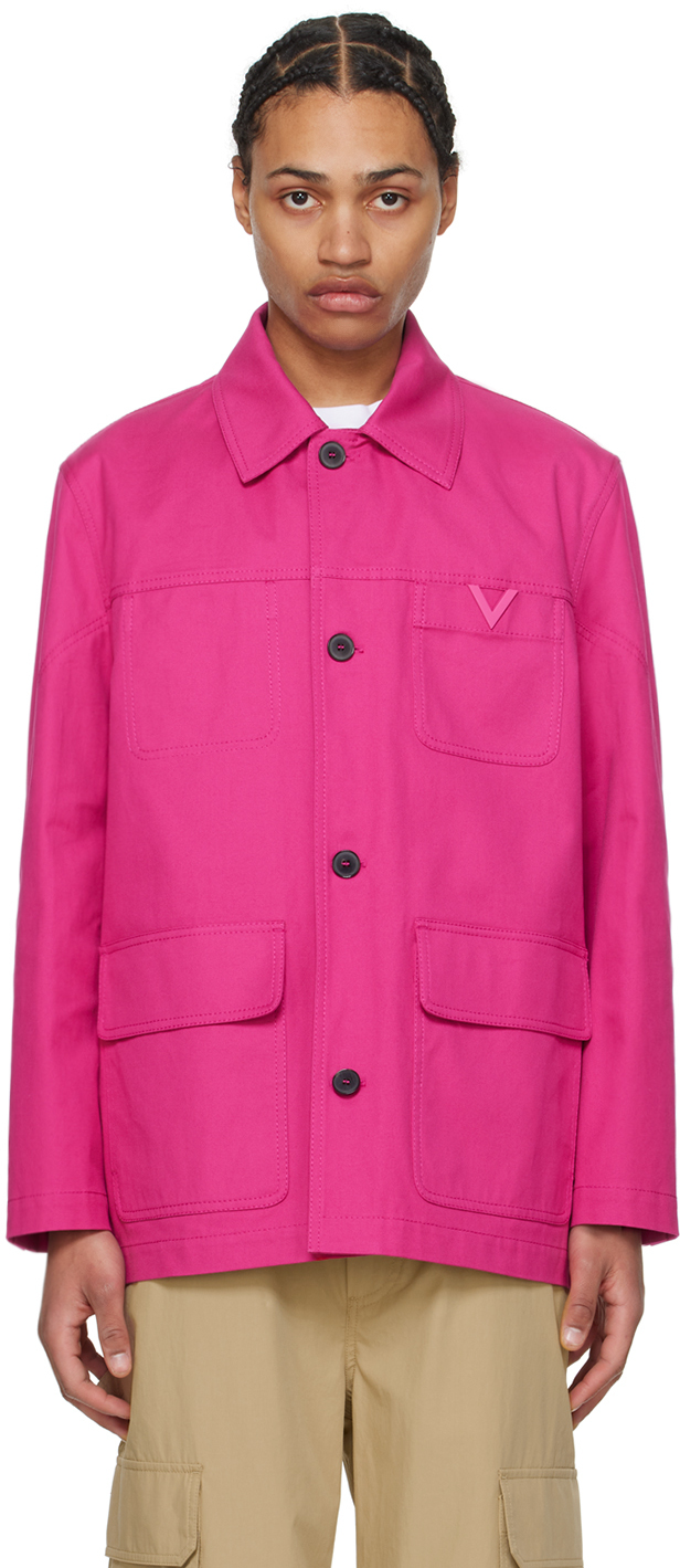 Shop Valentino Pink Caban Jacket In Rose Hill