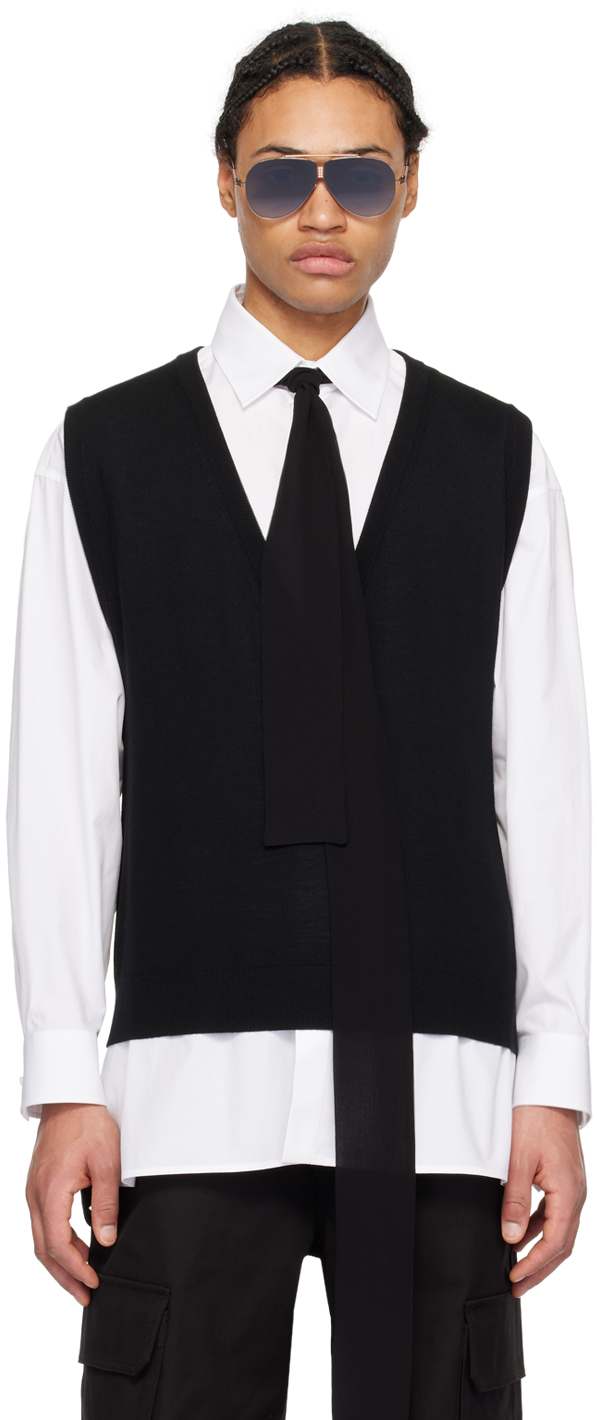 Shop Valentino Black Scarf Vest In Nero