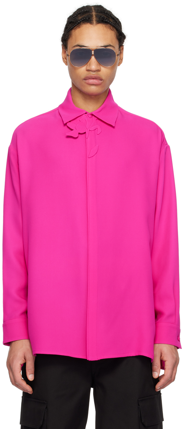 Shop Valentino Pink Appliqué Shirt In Pink Pp