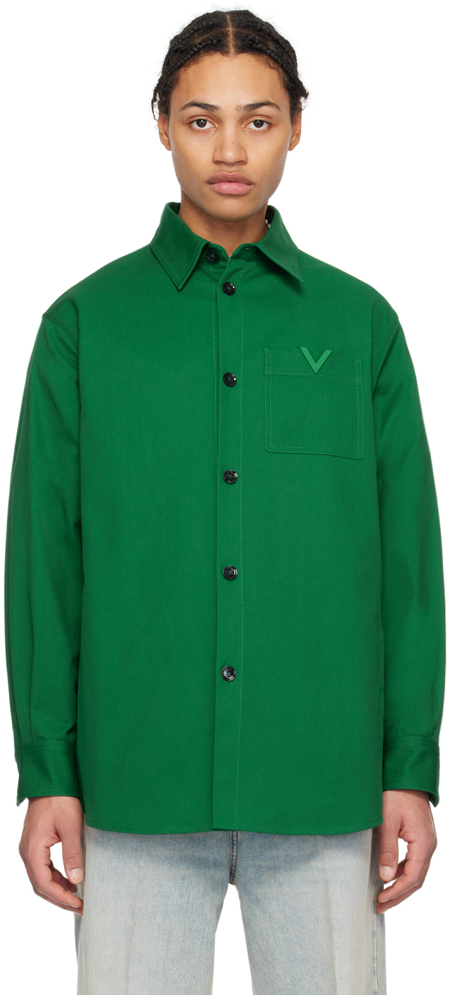 Shop Valentino Green Hardware Shirt In Basil Green