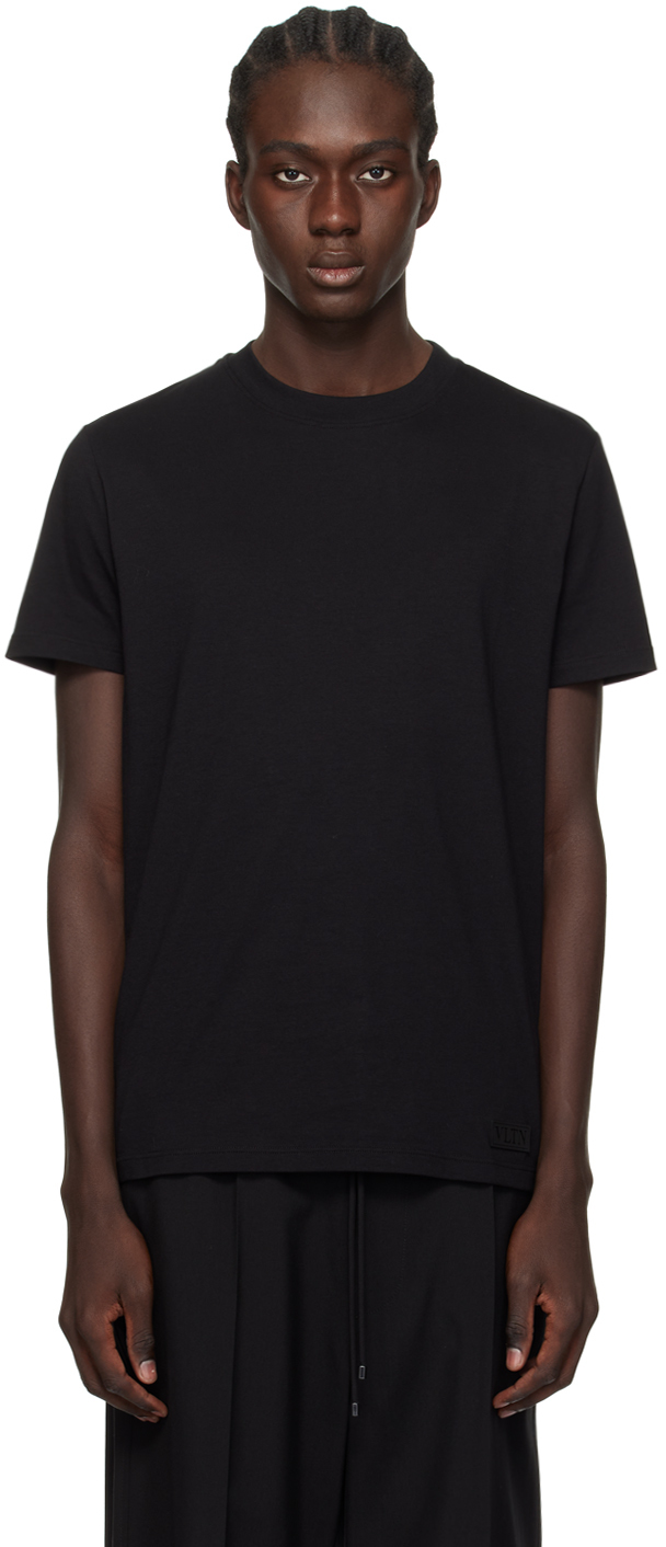 Shop Valentino Black Patch T-shirt In 0no