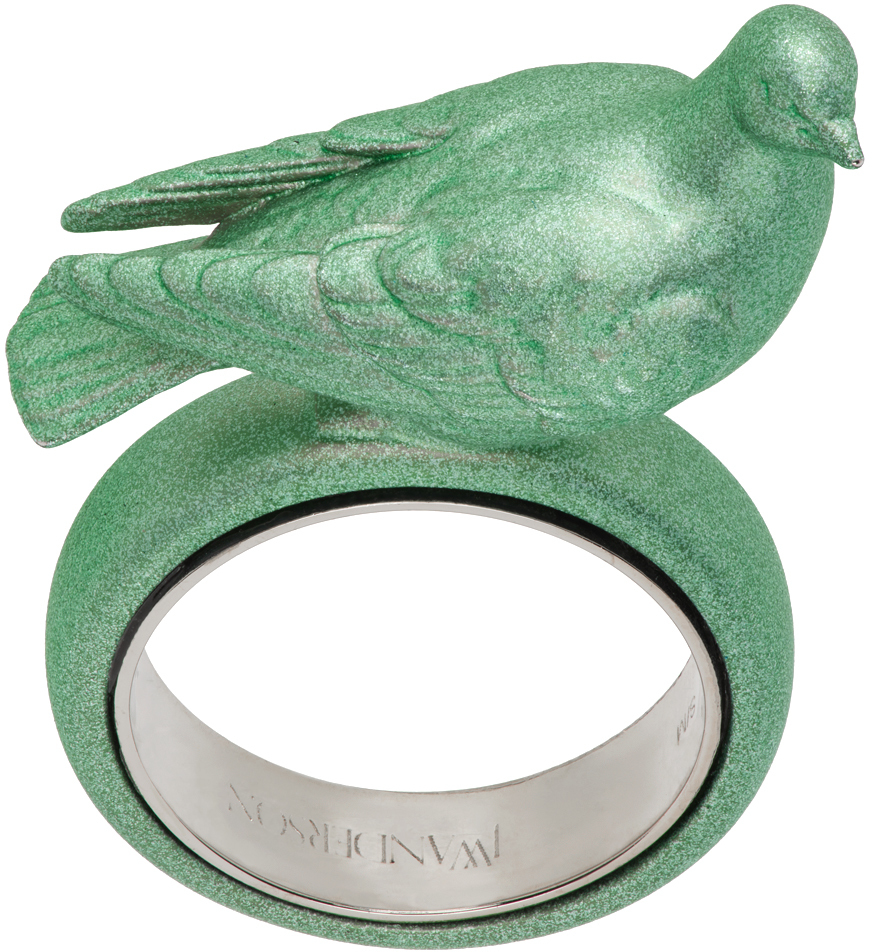 Jw Anderson Green Pigeon Ring In 515 Mint