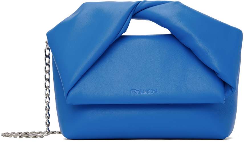 Blue Medium Twister Leather Top Handle Bag