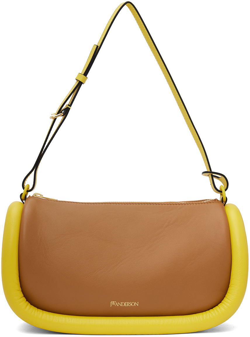 Jw Anderson Bumper-15 Leather Crossbody Bag In 228 Toffee/yellow