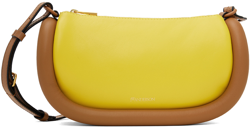 Shop Jw Anderson Yellow & Brown Bumper-12 Leather Crossbody Bag In 227 Yellow/toffee