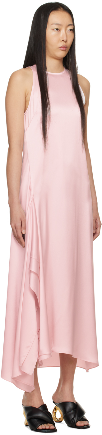 Shop Jw Anderson Pink Draped Midi Dress In 300 Pink