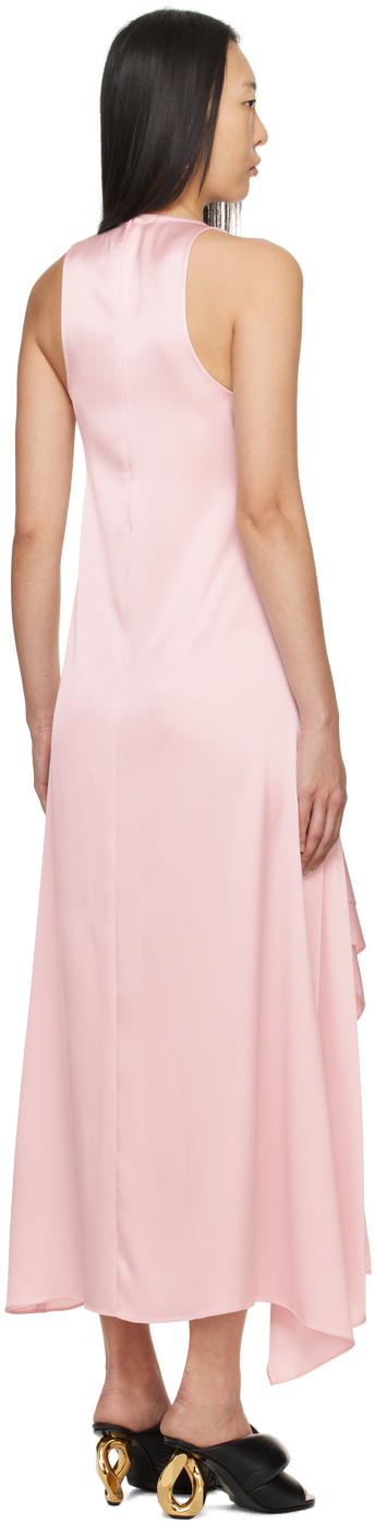 Shop Jw Anderson Pink Draped Midi Dress In 300 Pink