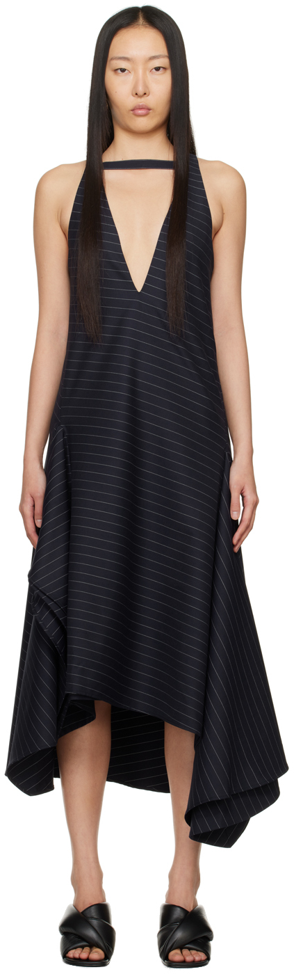 Jw Anderson Navy Layered Maxi Dress In 888 Navy