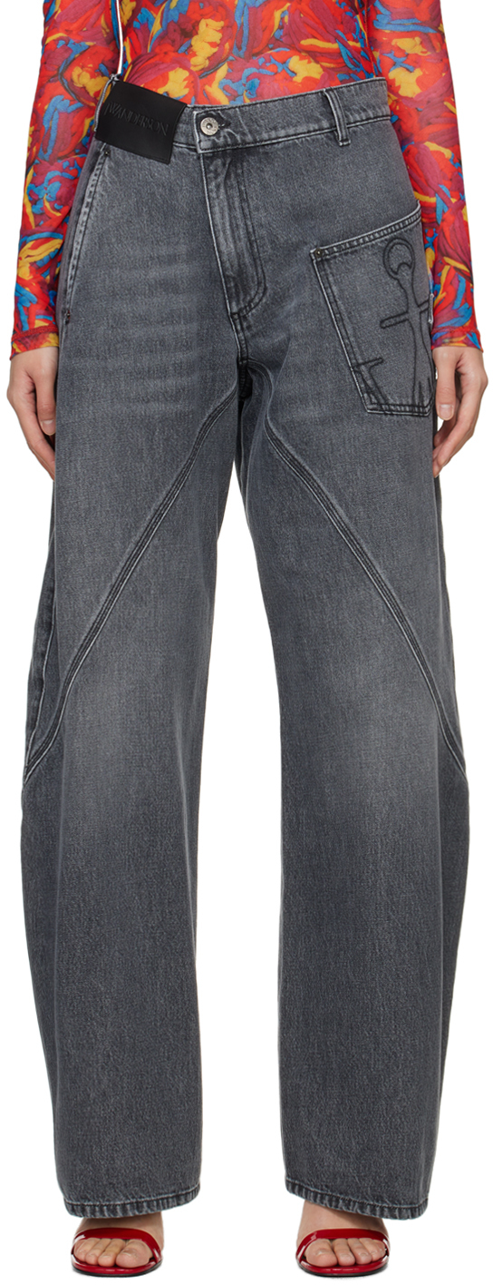 Jw Anderson Gray Twisted Jeans In 929 Grey