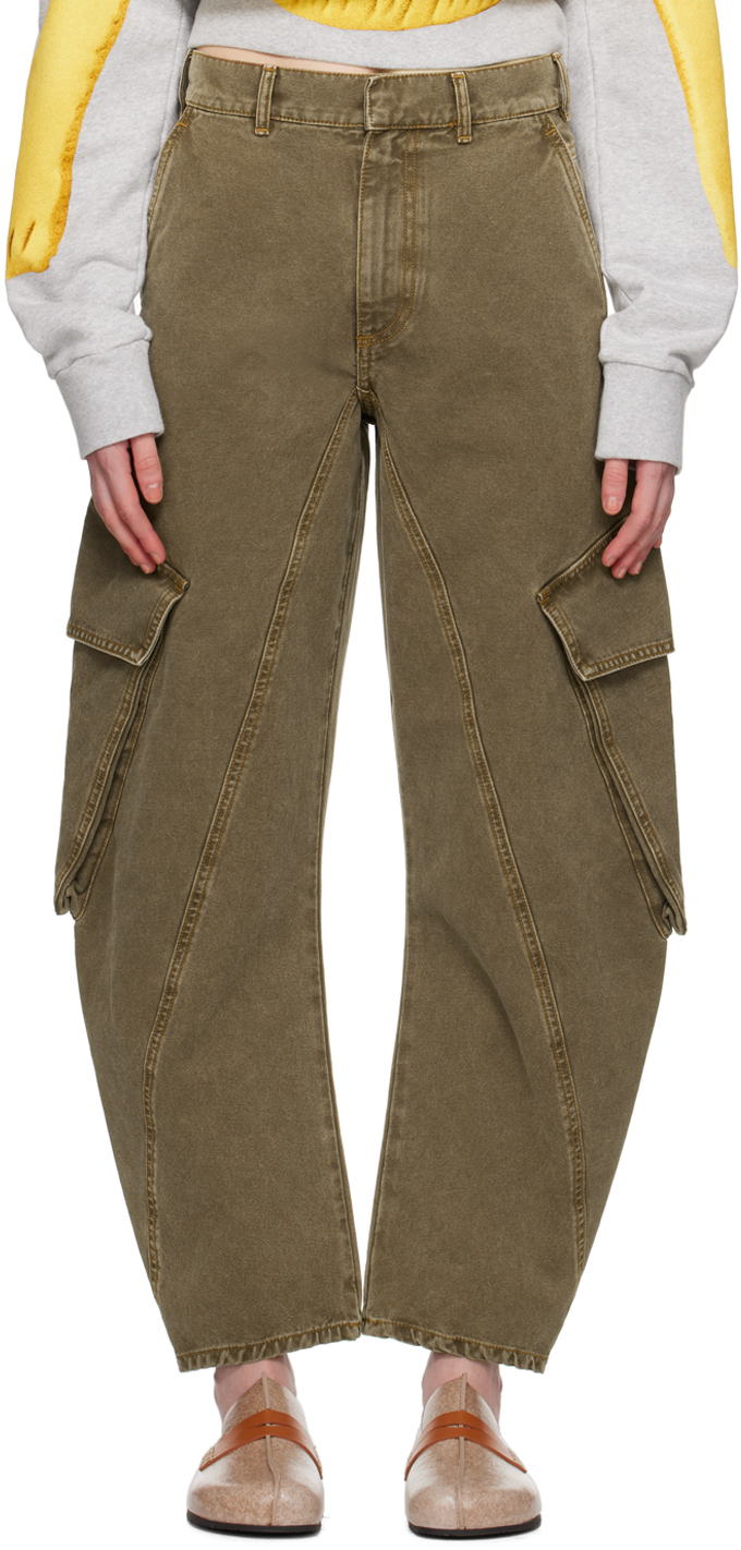 Jw Anderson Khaki Twisted Trousers In 575 Khaki