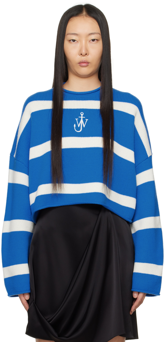 Shop Jw Anderson Blue Striped Sweater In 856 Blue/white