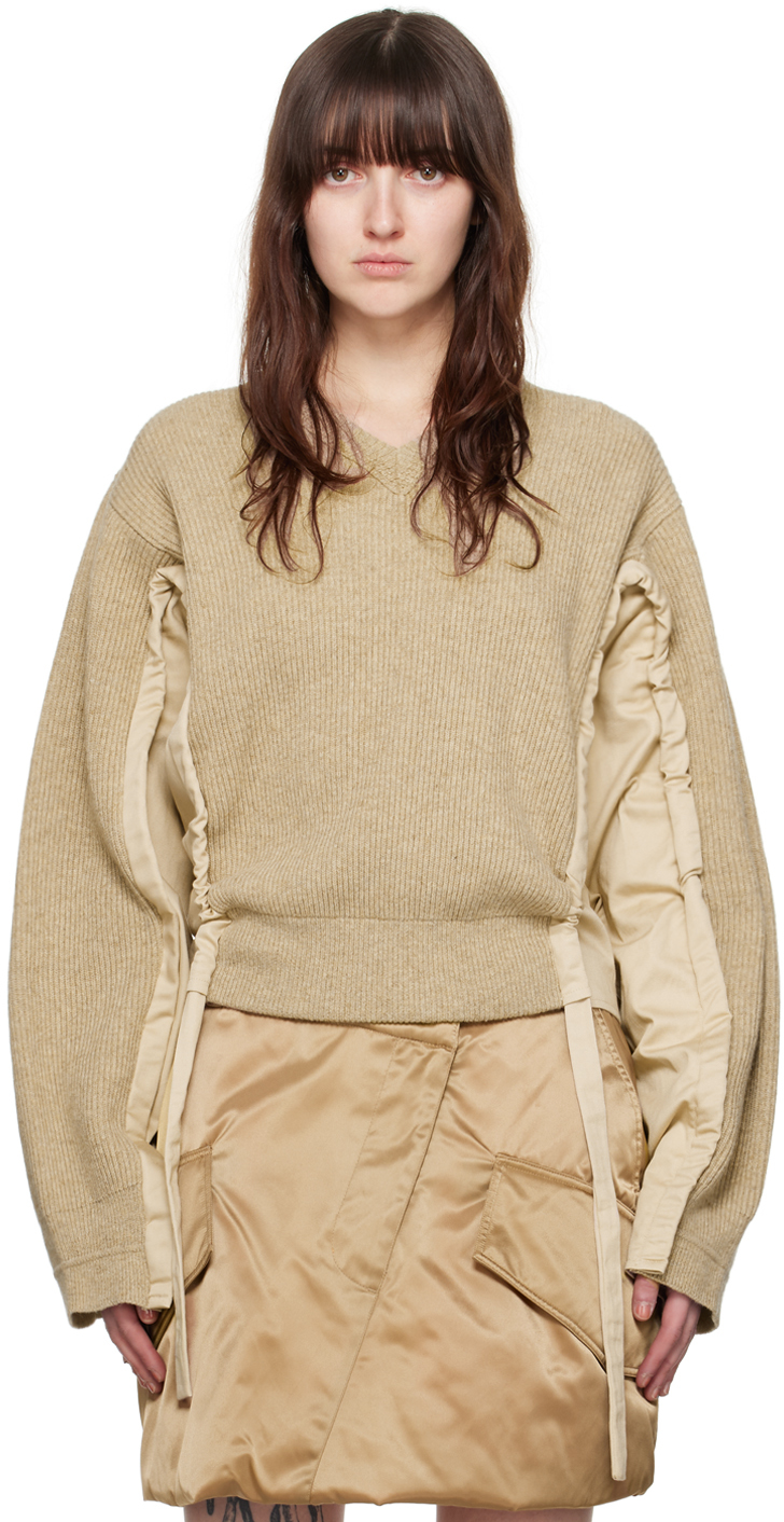 Shop Jw Anderson Taupe Paneled Sweater In 150 Sand