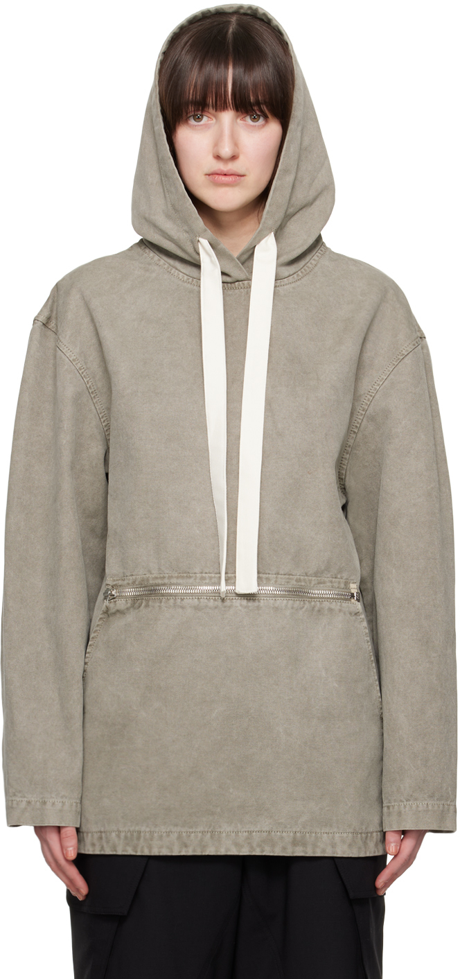 Jw Anderson Gray Garment-dyed Hoodie In 929 Grey