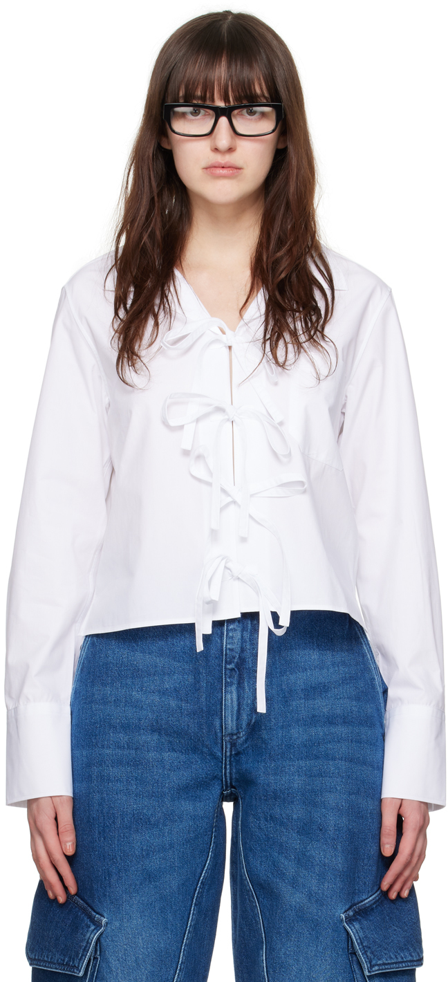 Shop Jw Anderson White Self-tie Shirt In 001 White