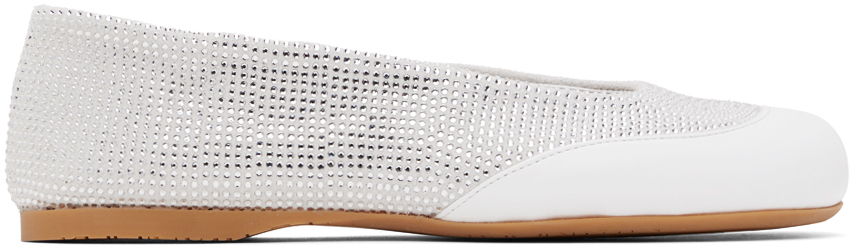 Shop Jw Anderson White Crystal Ballerina Flats In 19163-100-white
