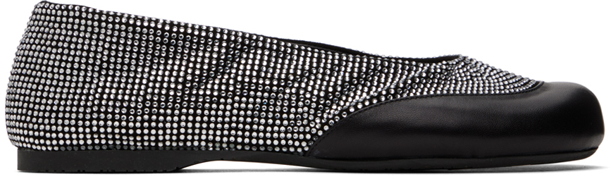 Jw Anderson Crystal-embellished Ballerina Flats In Black