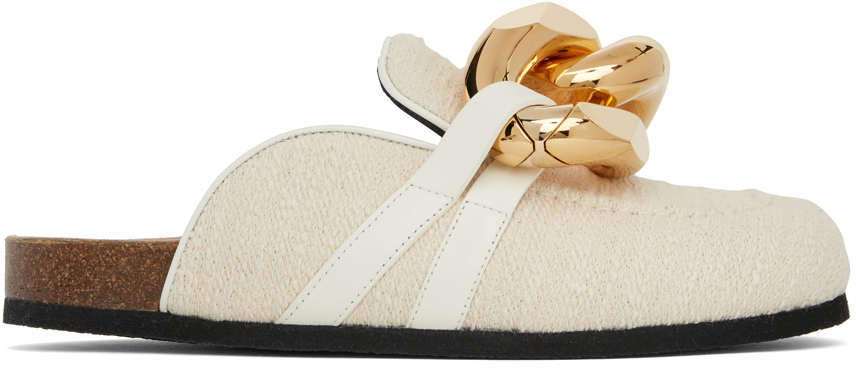 Jw Anderson Off-white Chain Mules In 19030-100-white