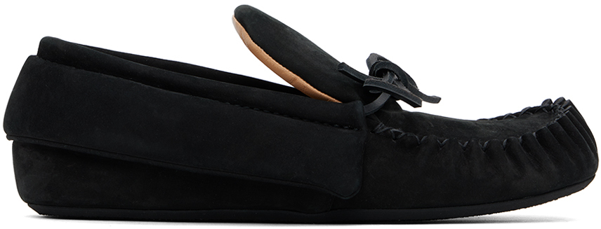 Shop Jw Anderson Black Suede Moc Loafers In 19510-001-black