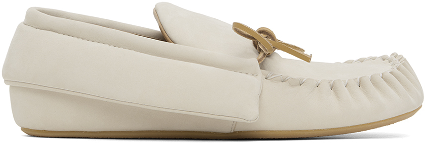 Shop Jw Anderson Off-white Suede Moc Loafers In 19514-101-natural