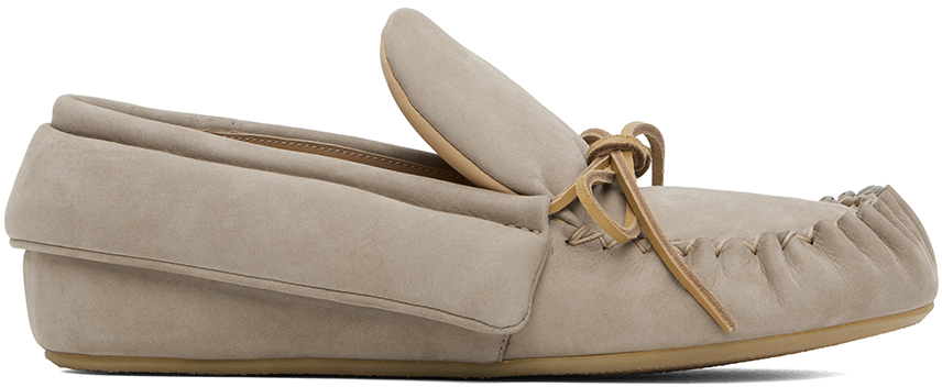 Shop Jw Anderson Taupe Suede Moc Loafers In 19513-250-beige