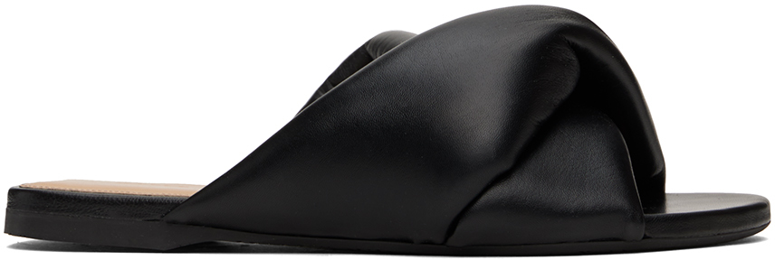 Jw Anderson Black Twist Flat Sandals In 19580-001-black